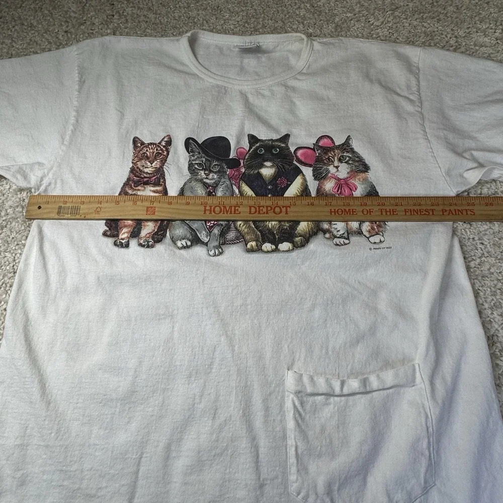 Prints Of Tails T Shirt 90s Cat Double Sided Love‎ Valentine's One Size Vintage